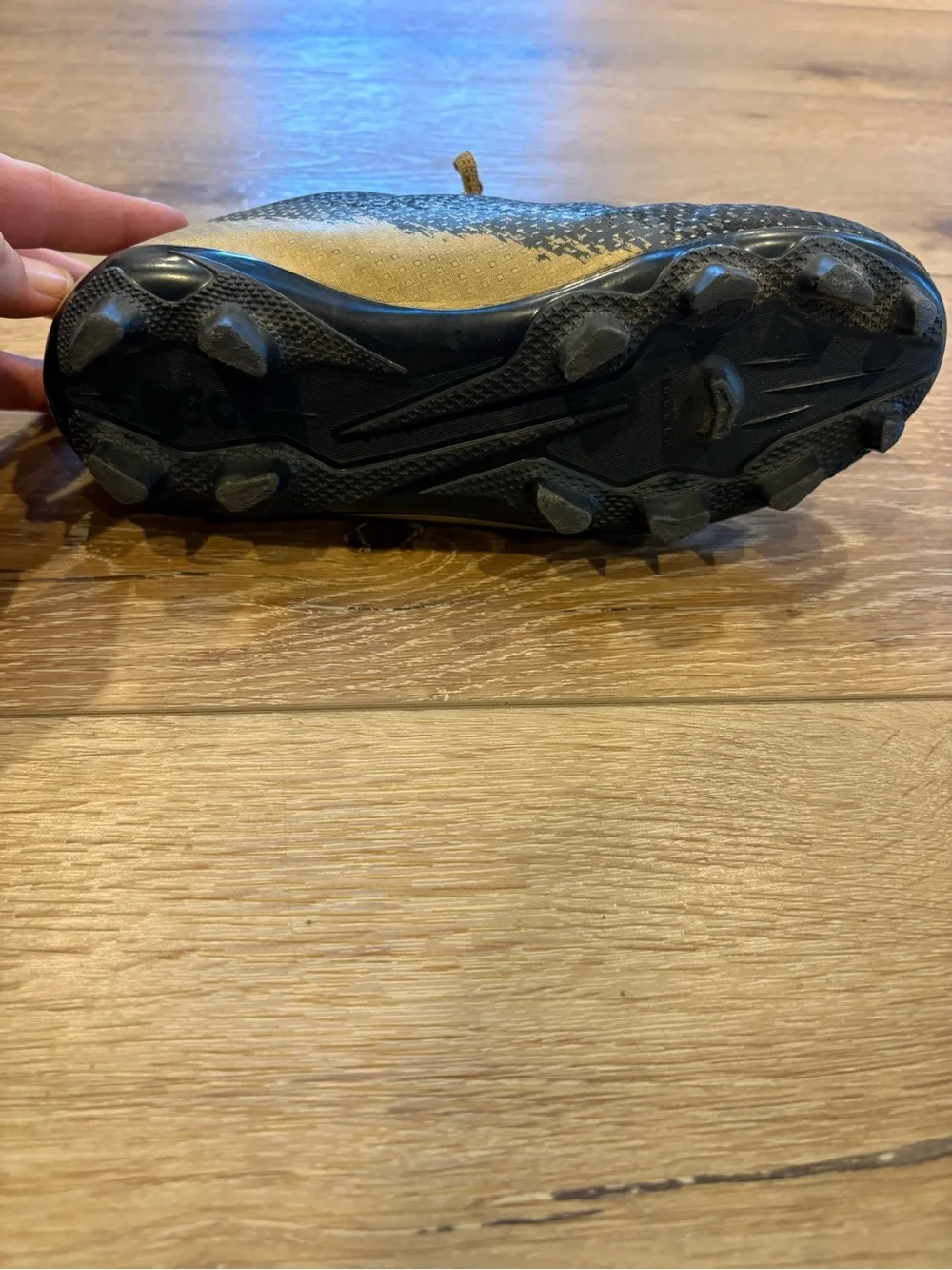 Kids' Black and Gold Soccer Sneakers